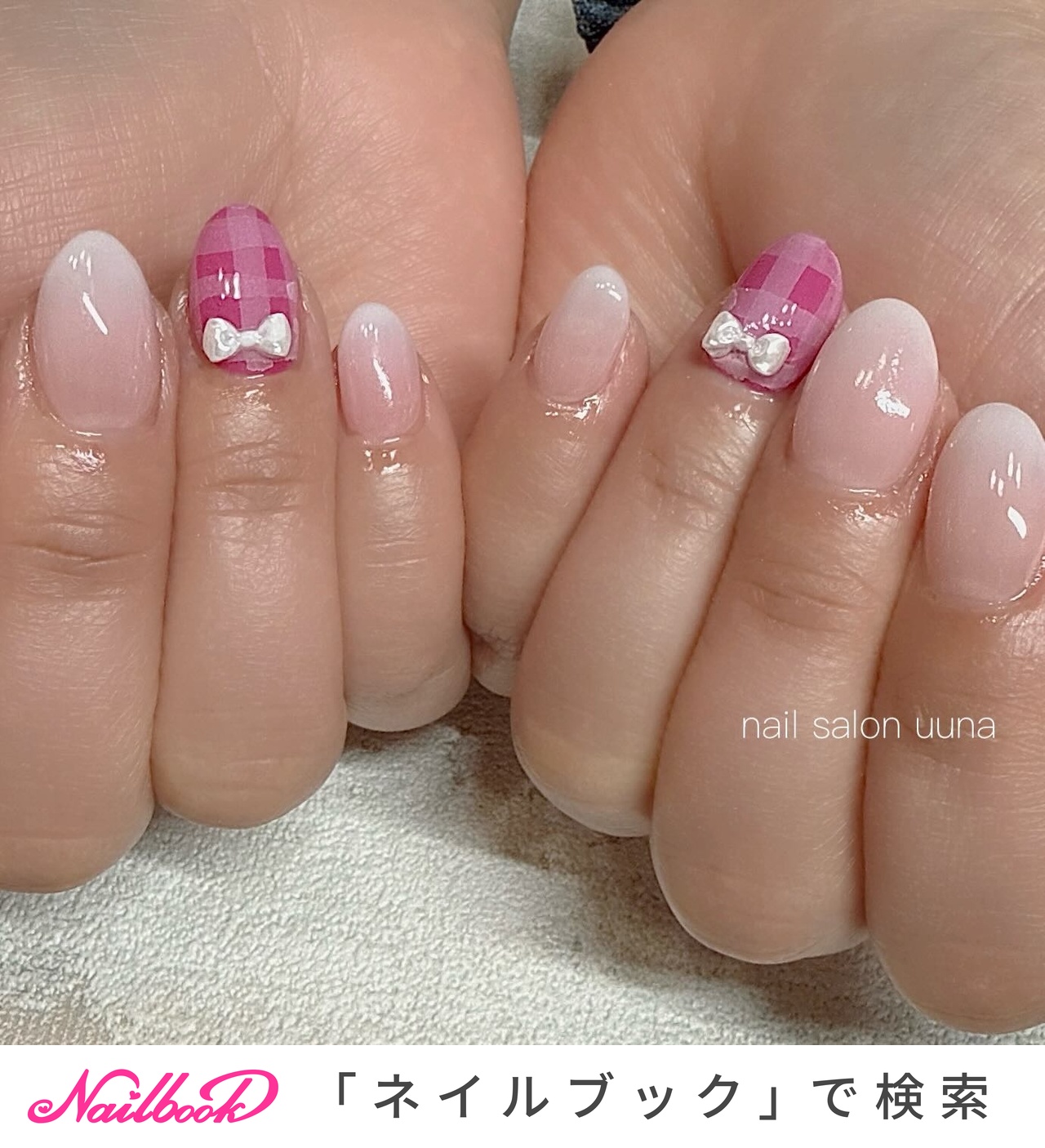 ベイビーブーマー/チェック/リボンのネイルデザイン｜ネイルブック