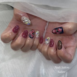 人気順｜ネイビー/薔薇のネイルデザイン(3ページ目)｜ネイルブック