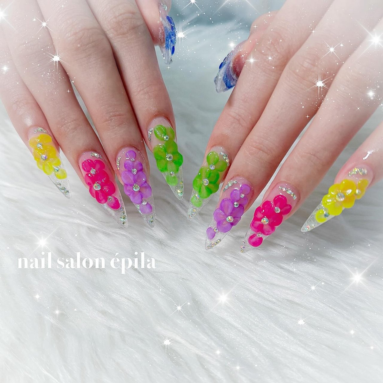 春/キラキラ - 大阪南森町キラキラ派手ネイル専門店【épila nail】の