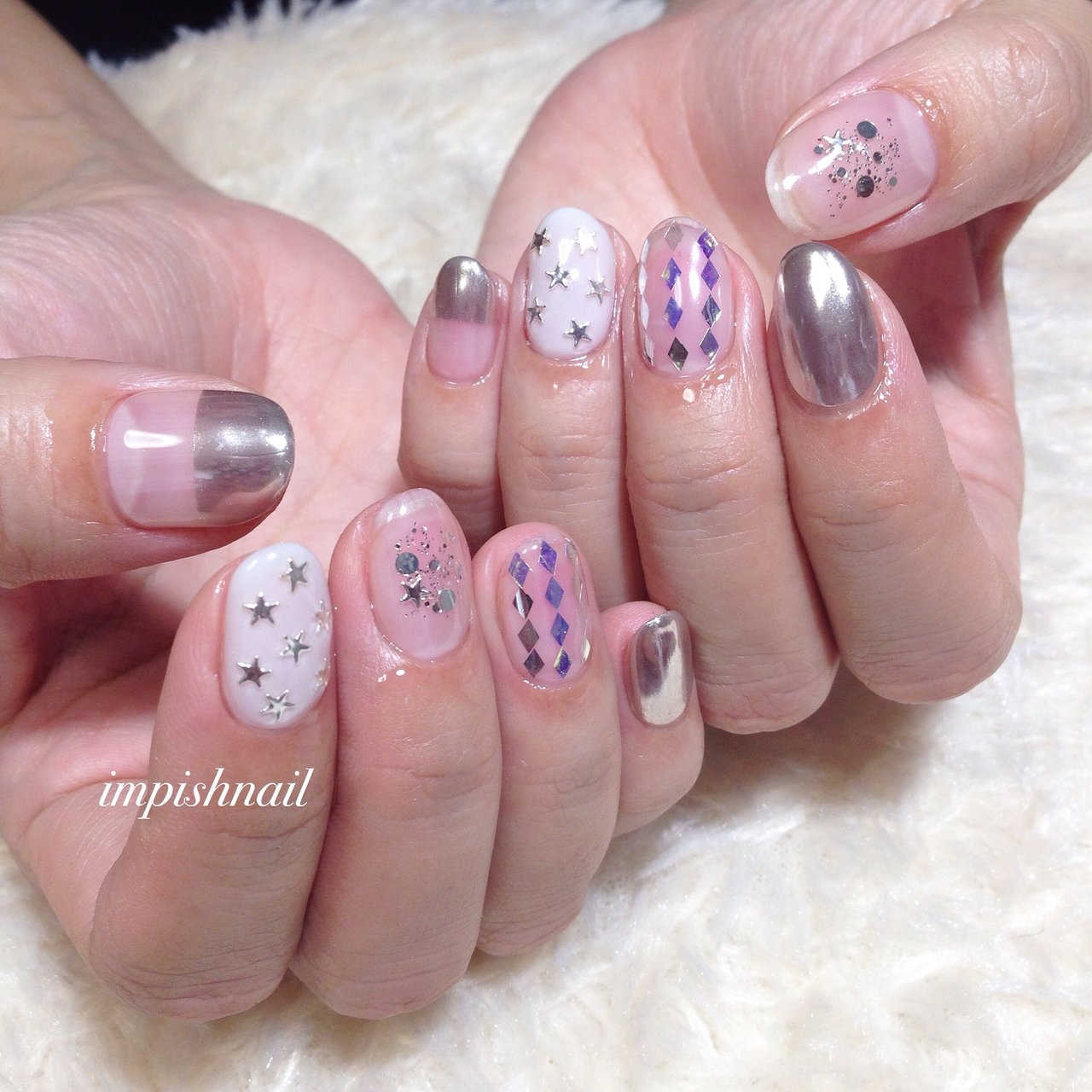 冬 旅行 パーティー ハンド ホログラム 春日井市自宅サロンimpishnailのネイルデザイン No ネイルブック