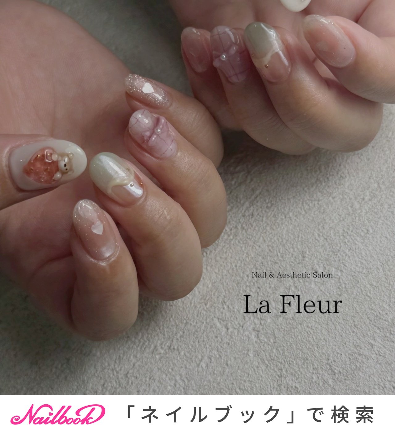 チェック/くまネイルのネイルデザイン｜ネイルブック