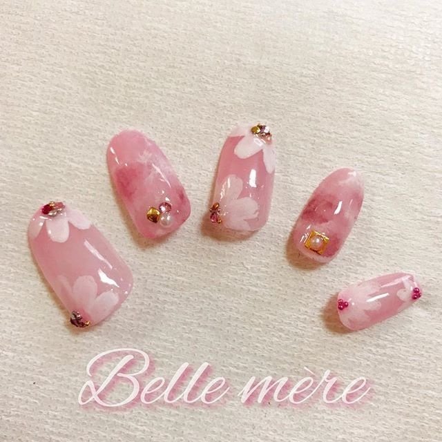 オールシーズン ハンド フラワー ショート ピンク Nailbellemereのネイルデザイン No ネイルブック