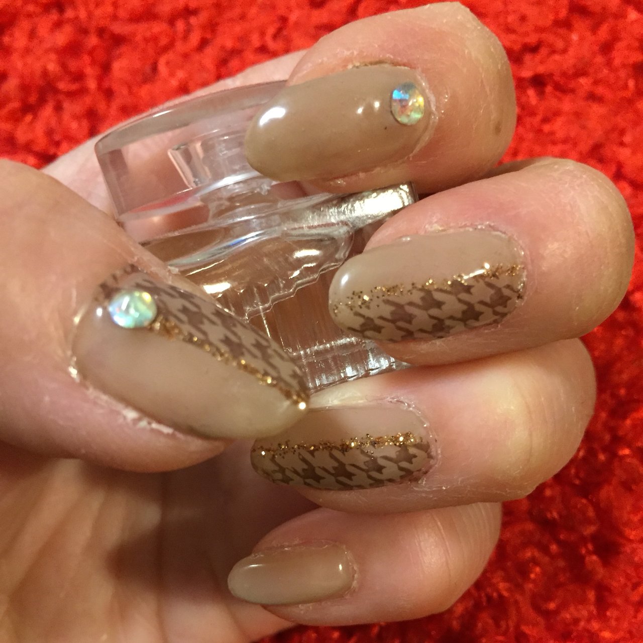 冬 ハンド 千鳥柄 ミディアム ブラウン Chiharu Yodaのネイルデザイン No ネイルブック