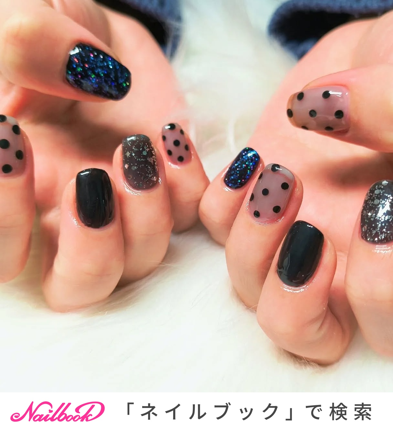 ブラックラメのネイルデザイン｜ネイルブック