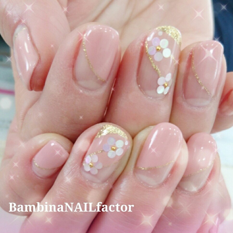 春 シンプル 変形フレンチ Bambinanailfactorkiyokoのネイルデザイン No ネイルブック