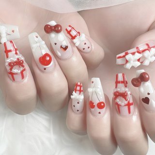 ワンホンネイル(ワンホン/中国ネイル/中華ネイル)/さくらんぼのネイル