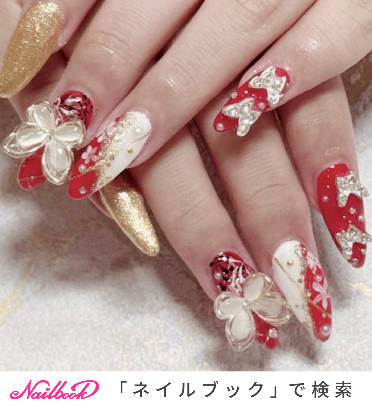 成人式/蝶々/キラキラのネイルデザイン｜ネイルブック