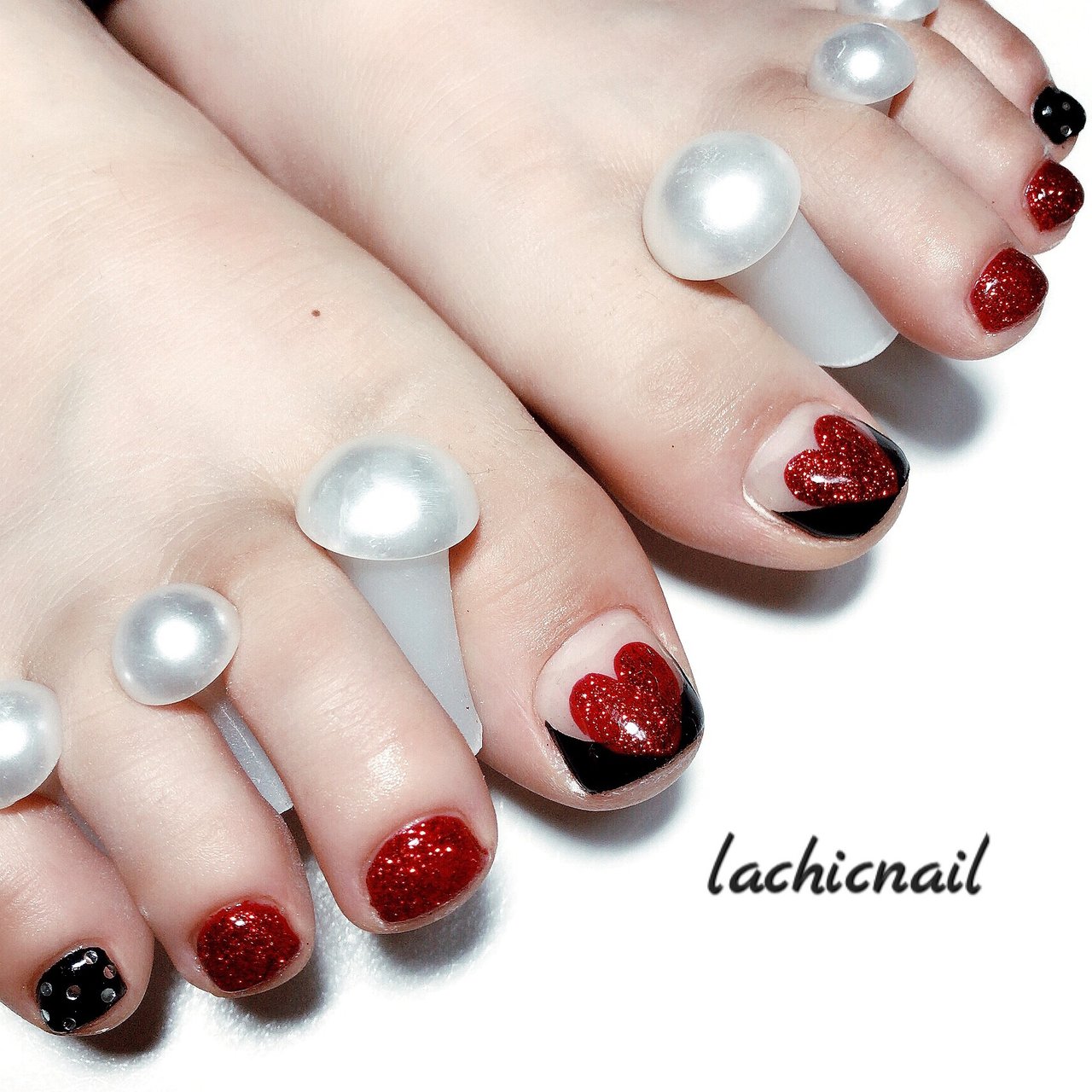 秋 冬 バレンタイン フット フレンチ Lachicnailのネイルデザイン No ネイルブック