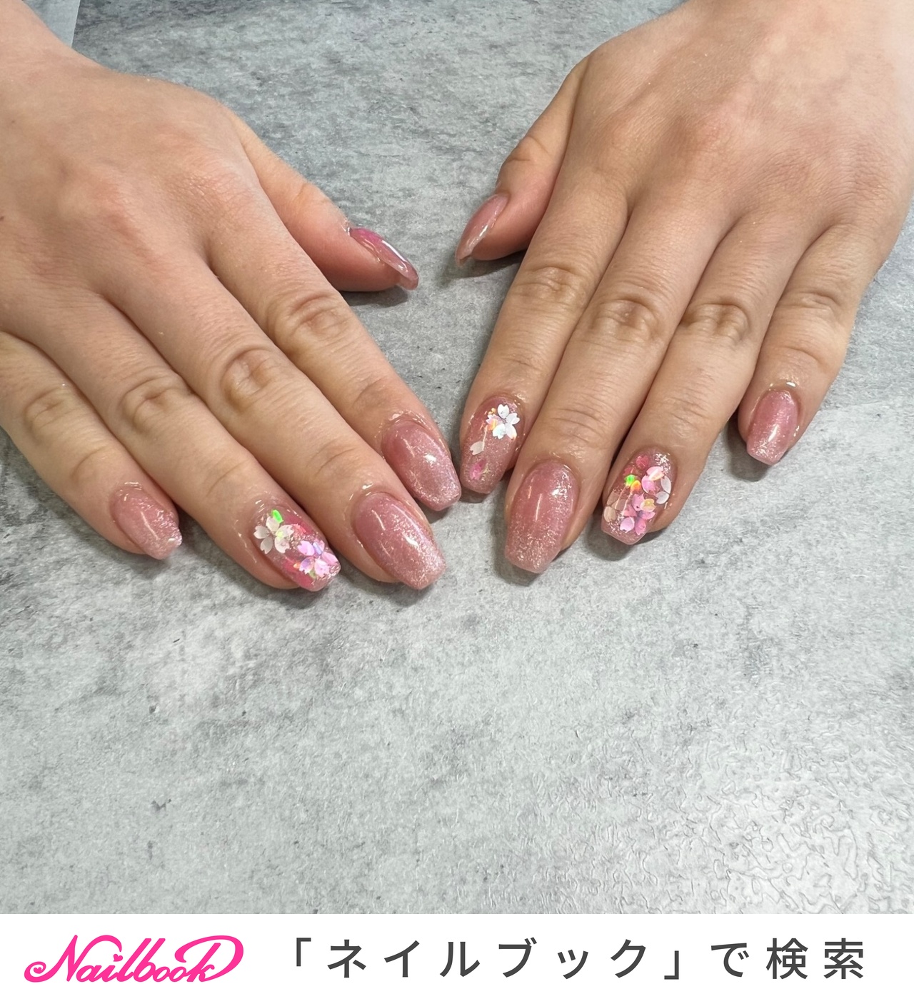 ホログラム/マグネット/#桜ホログラムのネイルデザイン｜ネイルブック