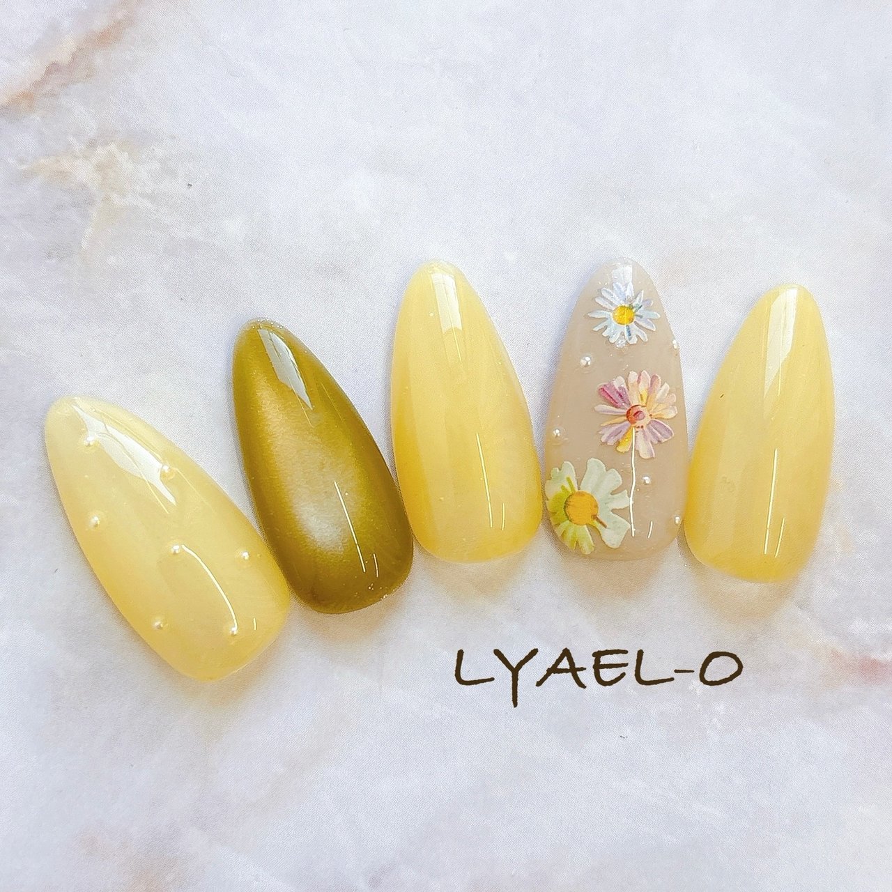 春/ハンド/フラワー/マグネット/イエロー - nailsalon LYAEL-Oのネイル