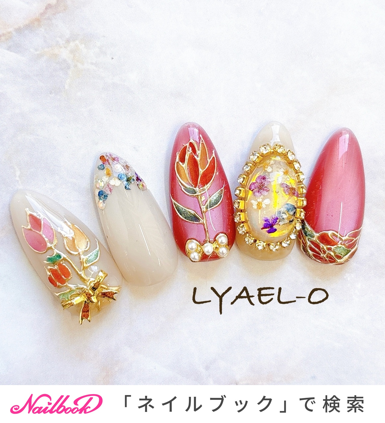 チューリップネイル　ニュアンスネイル　ネイルチップ　蝶々ネイル おすすめ順｜蝶々/チューリップのネイルデザイン｜ネイルブック