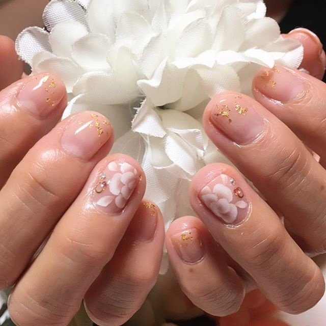 オールシーズン ハンド グラデーション フラワー ショート Nail Room Souvenirのネイルデザイン No ネイル ブック