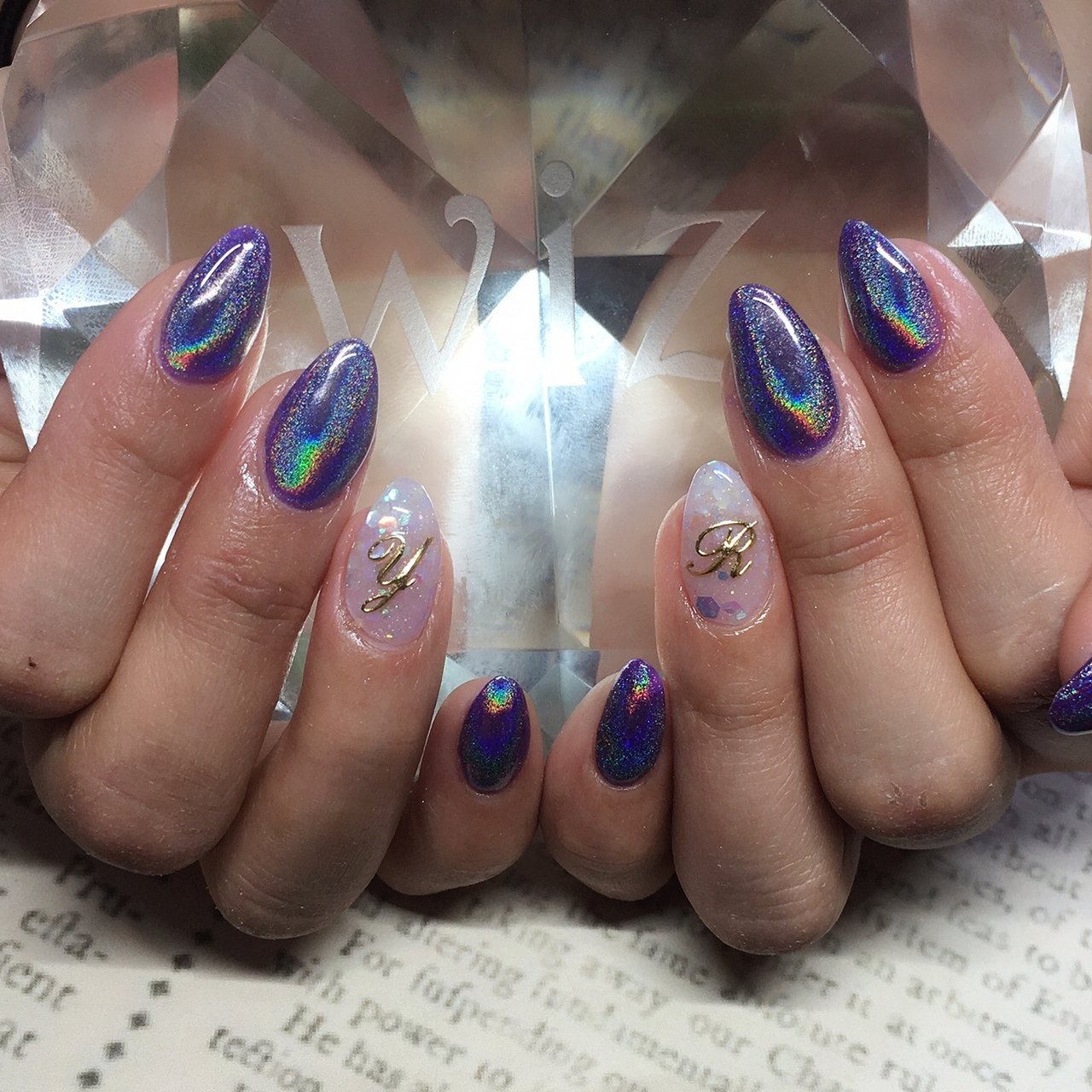 冬/オールシーズン/ハンド/ホログラム/イニシャル - nailsalon wizの
