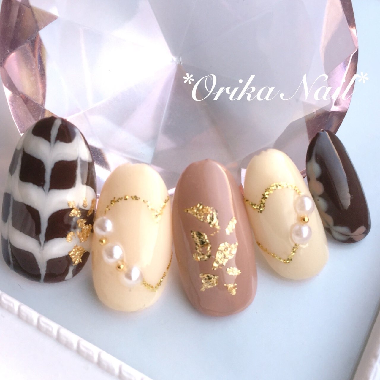 バレンタイン ハンド パール ハート スイーツ Orika Nail オリカネイルのネイルデザイン No ネイルブック