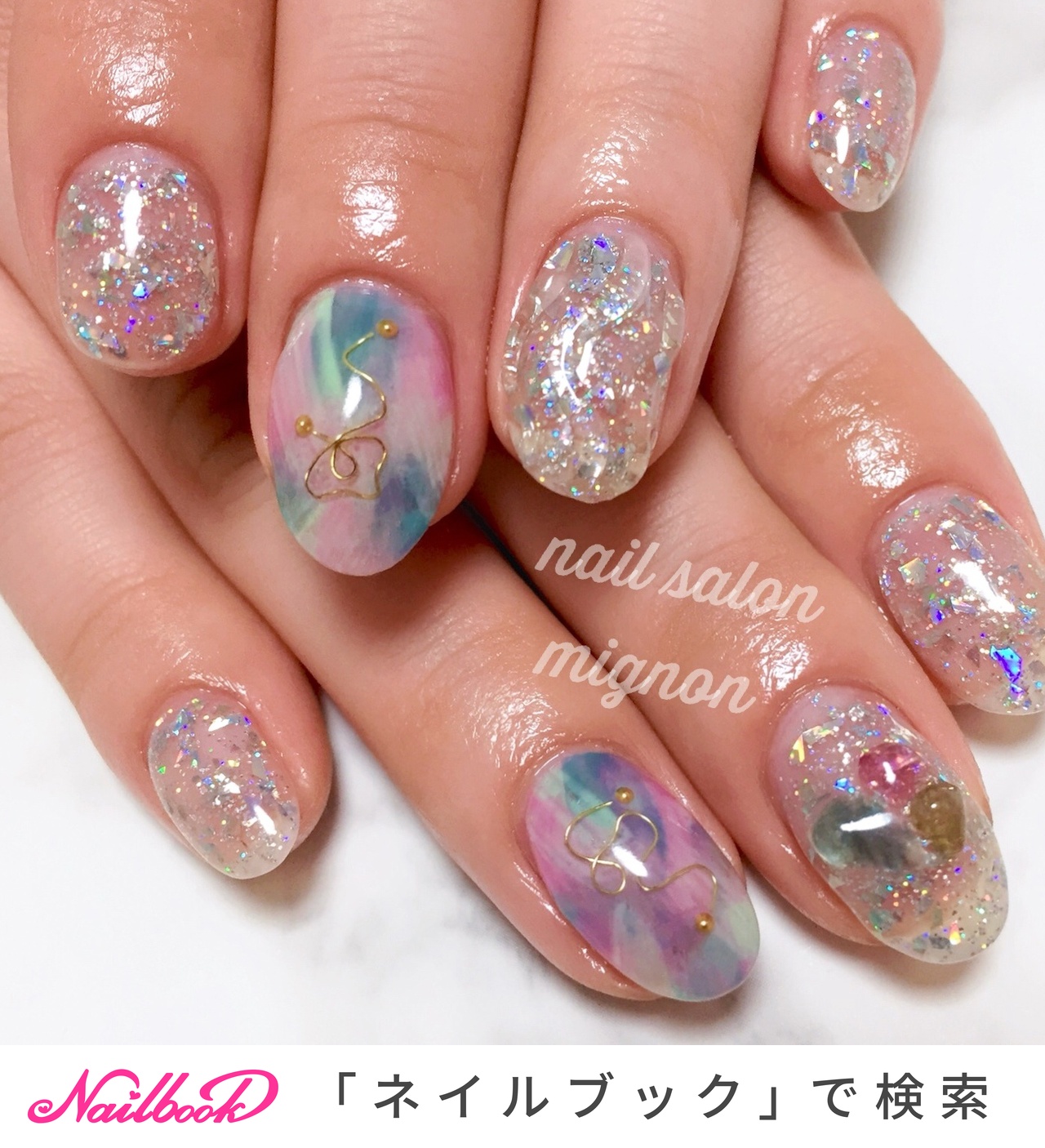 ☑︎潤ｙｕｂｉｓａｋｉ ネイルチップ　韓国　オーダー　ニュアンスネイル　個性派 個性派/韓国/4月ネイルのネイルデザイン｜ネイルブック