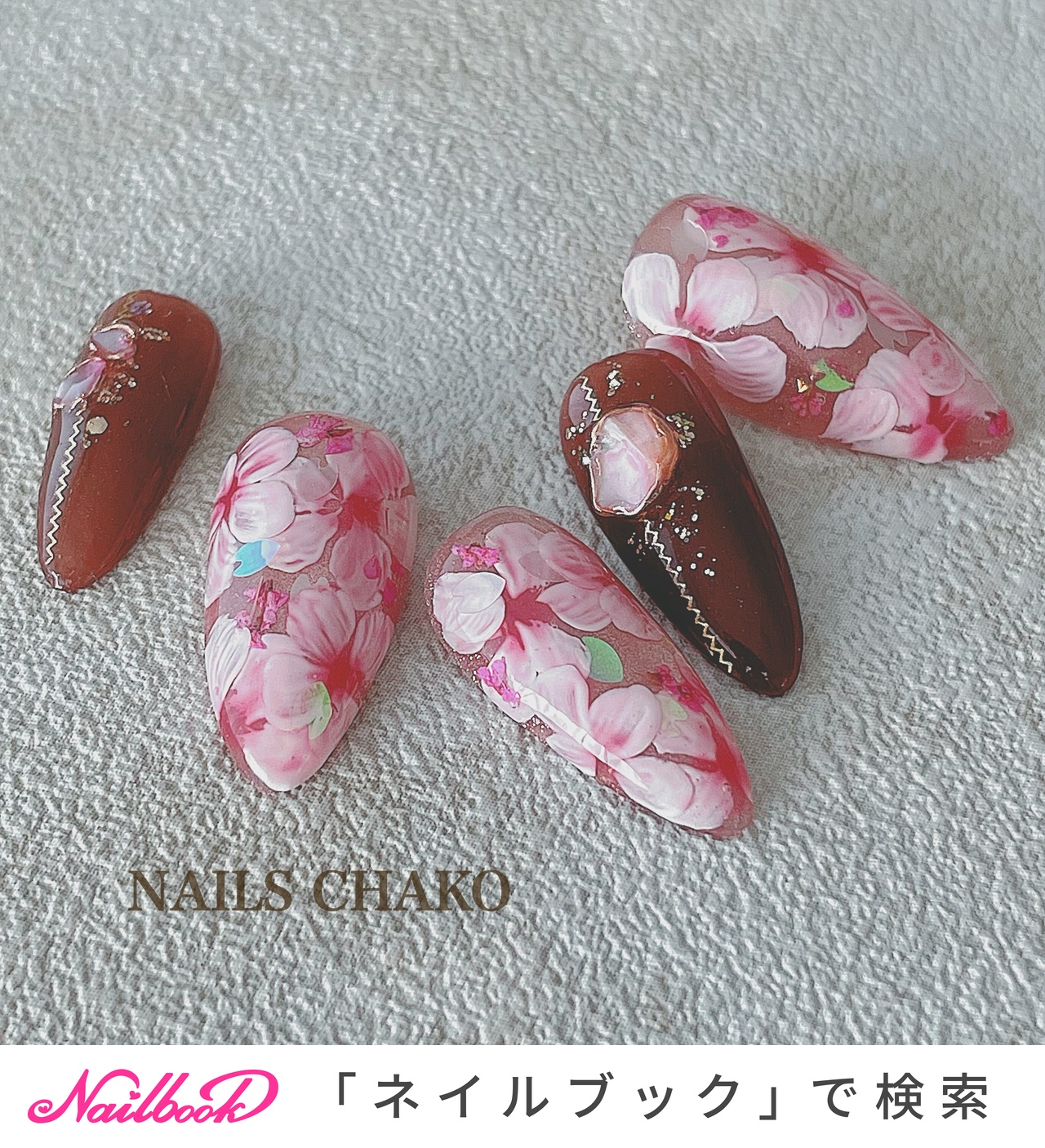 桜/ポイント/ネイルチップのネイルデザイン｜ネイルブック