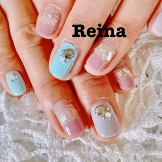 夏/ハンド/ホワイト/ブラウン/お客様 - Reinaのネイルデザイン[No