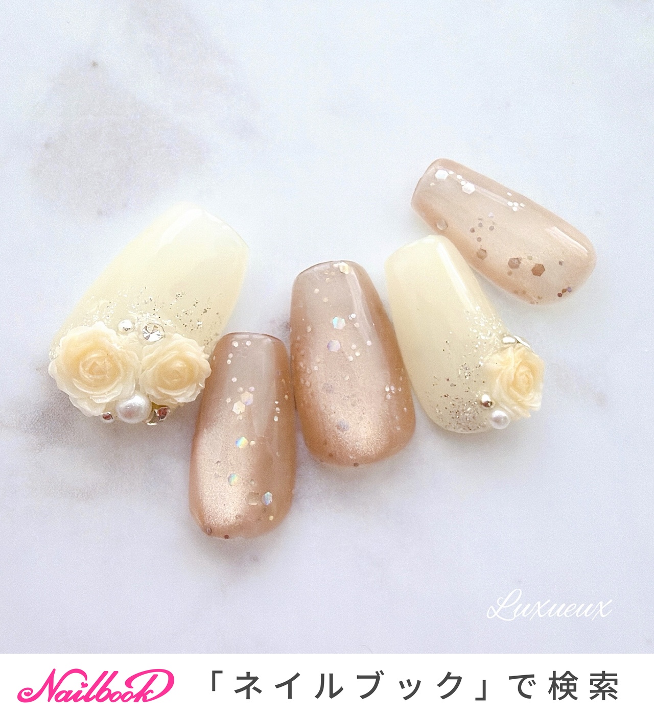 ビジュー/3D/#薔薇のネイルデザイン｜ネイルブック
