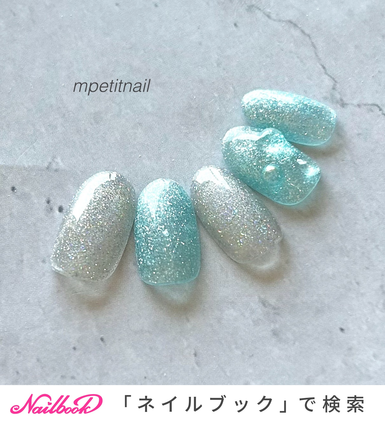 夏/ハンド/フラッシュ/マグネット/水色 - yunaのネイルデザイン[No