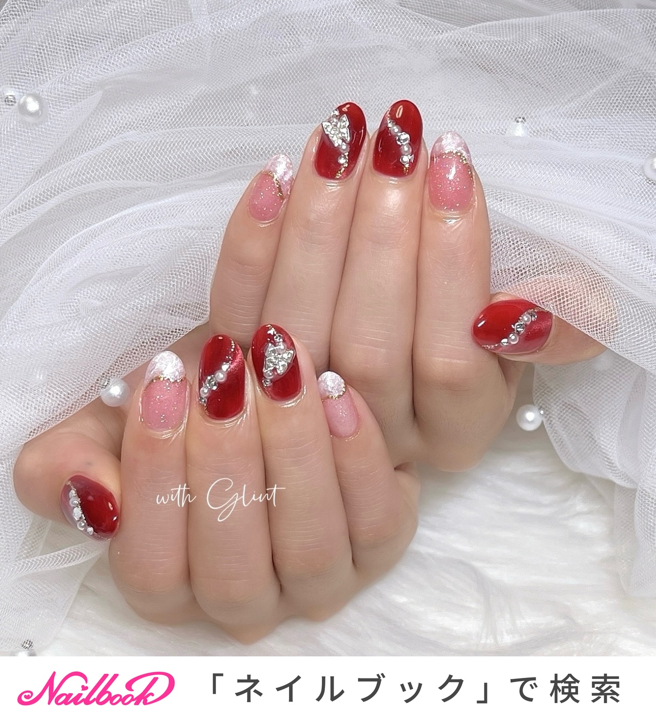 キラキラ/レッド/ワンホンネイルのネイルデザイン｜ネイルブック