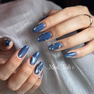 セルフネイル バレリーナ 水色 ネイルチップ バレリーナネイルを短めで