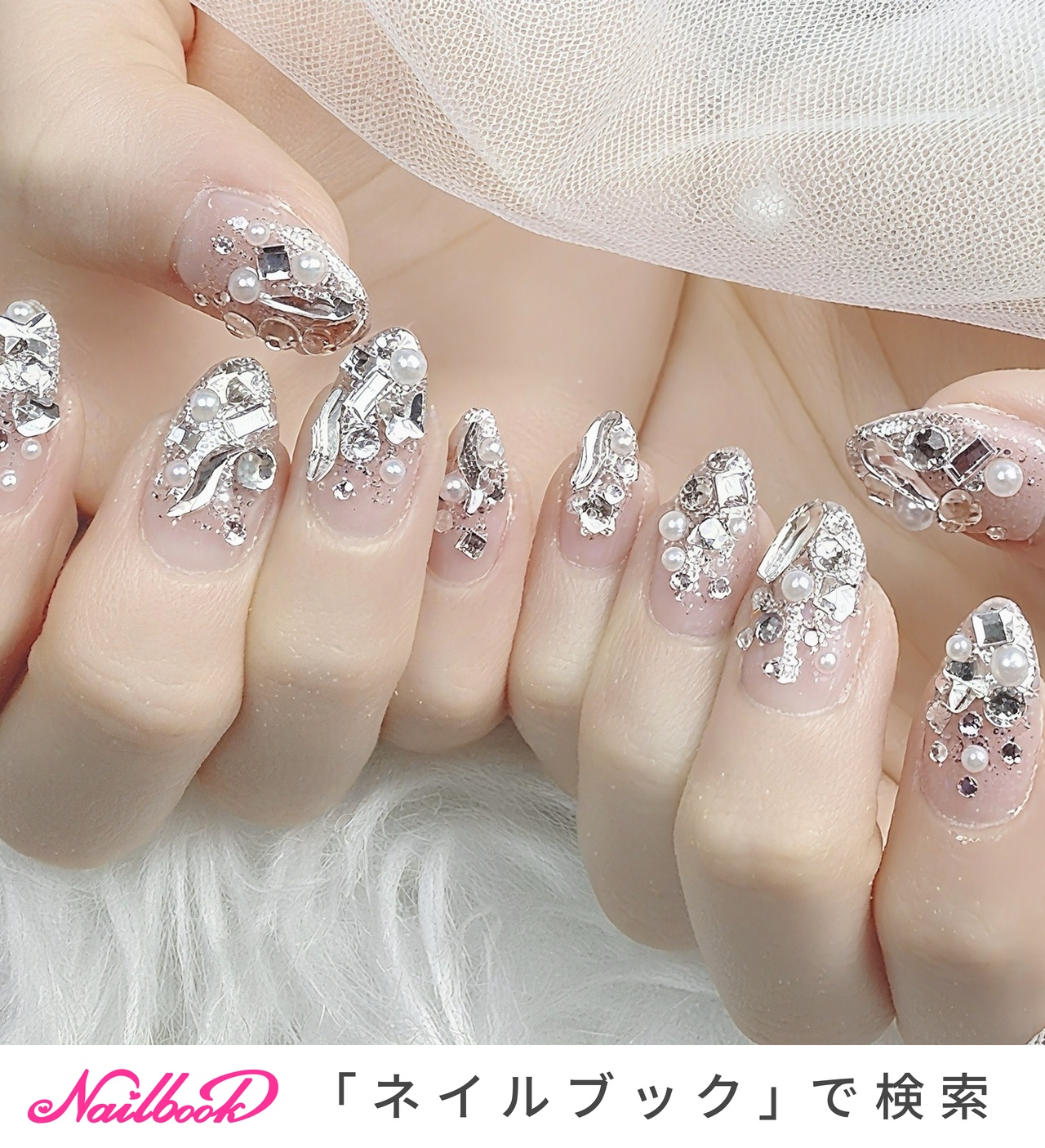 春/ハンド/フラッシュ/ショート/シルバー - Gote Kawa Nail Salonの