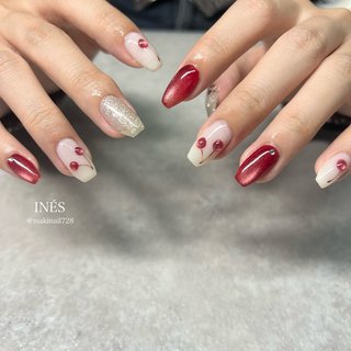ワンホンネイル(ワンホン/中国ネイル/中華ネイル)/さくらんぼのネイル