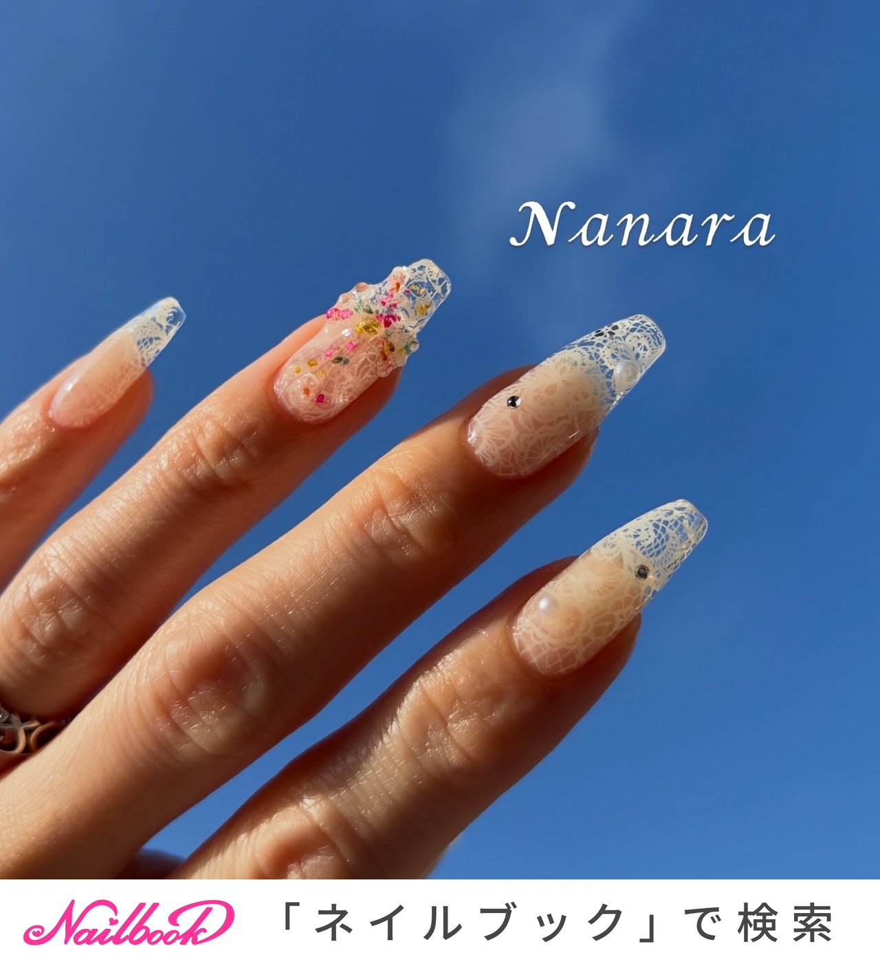 手が綺麗に見えるネイル/春/夏/ハンド/押し花 - Nanara / まきのネイル