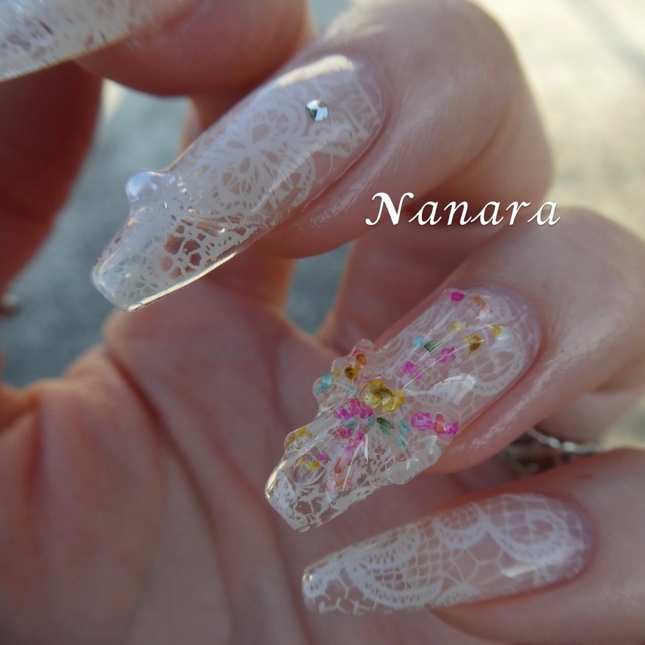 手が綺麗に見えるネイル/春/夏/ハンド/押し花 - Nanara / まきのネイル