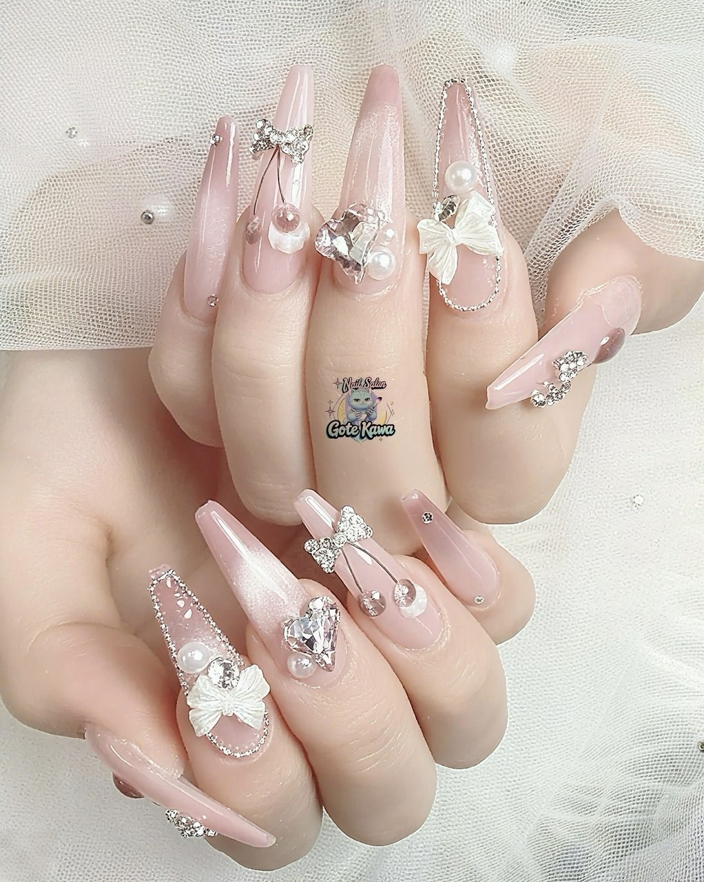 春/ハート/マグネット/リボン/グレージュ - Gote Kawa Nail Salonの