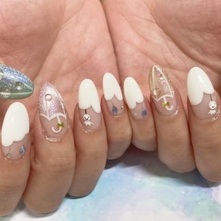 ネイルチップ紫陽花梅雨3Dてるてる坊主ニュアンスオーロラ985 ネイル