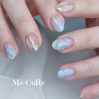 イエロー/ブルー/マグネットネイルのネイルデザイン｜ネイルブック