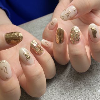 おすすめ順｜個性派ネイル(個性派)/#ゴールドネイル⁣のネイルデザイン
