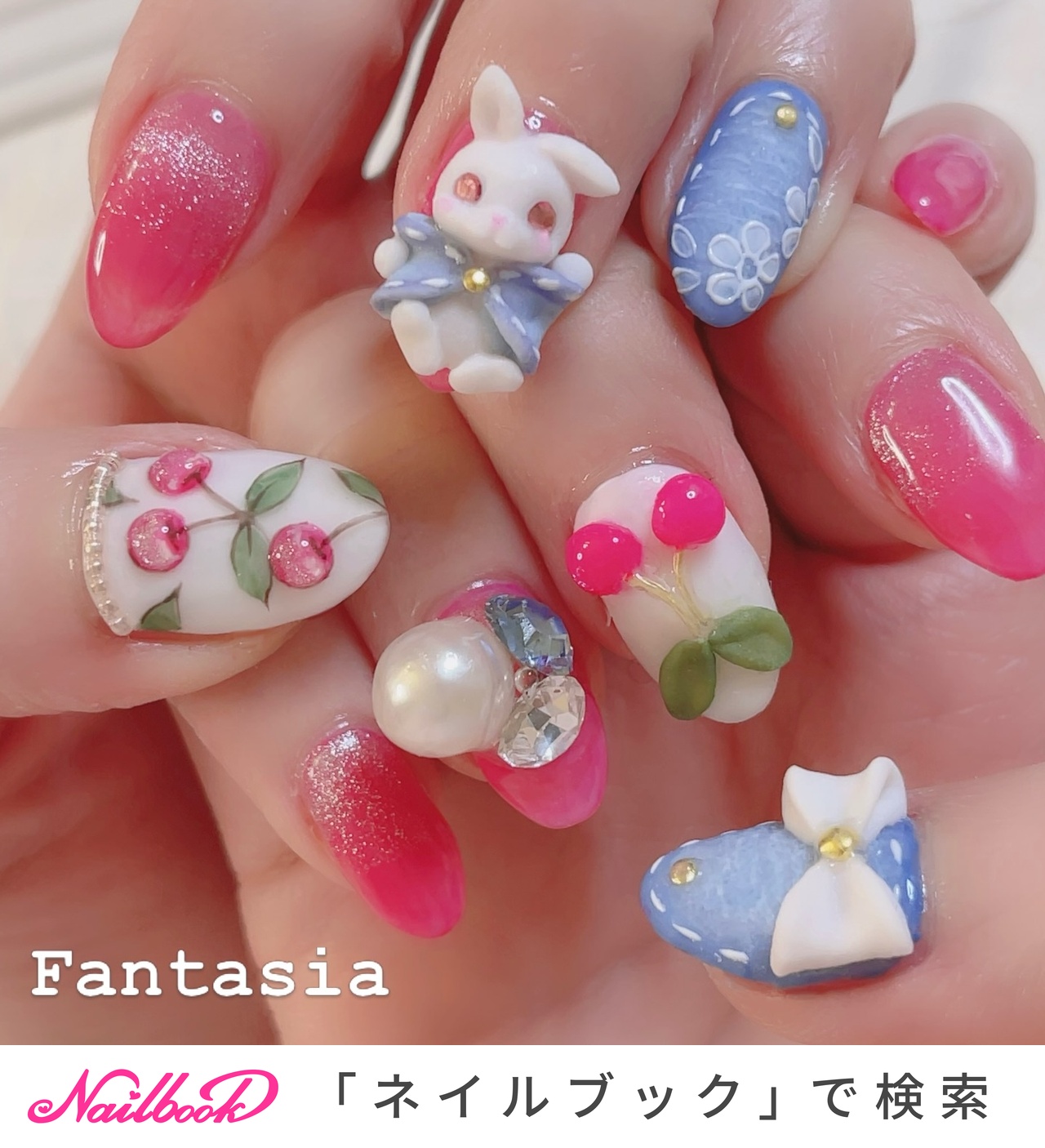 うさぎネイル　いぬネイル　ガーリーネイル うさぎネイルのネイルデザイン｜ネイルブック