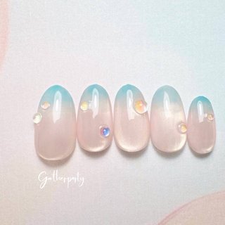 グラデーション/ワンホン/水色のネイルデザイン｜ネイルブック