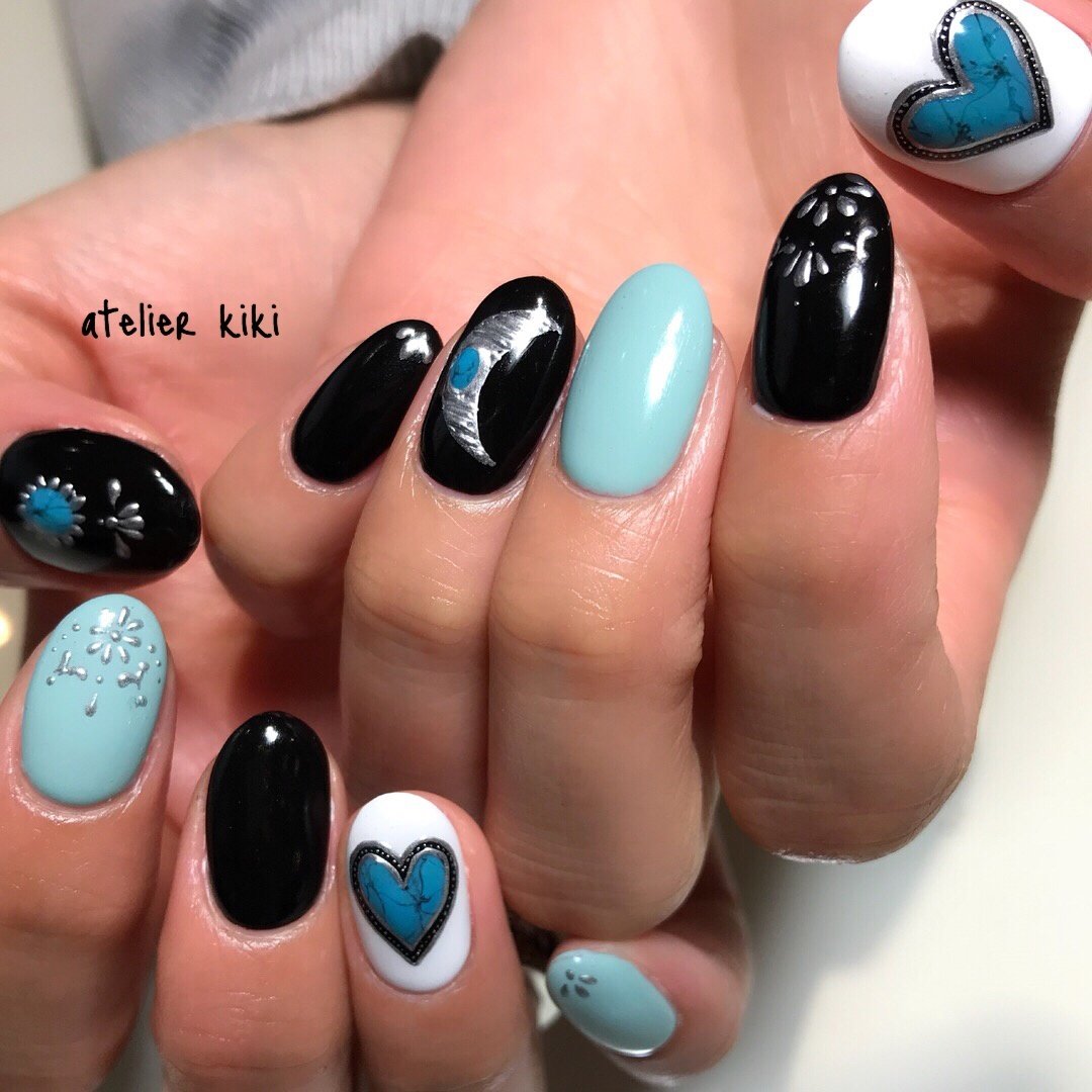 今年の夏はハートのターコイズが可愛い エスニックな夏ネイル Eyelash Nail Alpha アイラッシュアンドネイルアルファドット