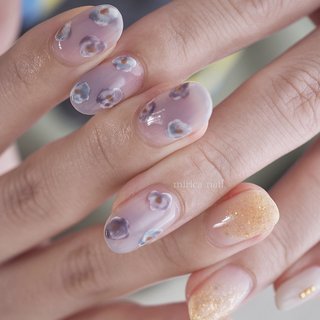 フラワー/ネイビーのネイルデザイン｜ネイルブック