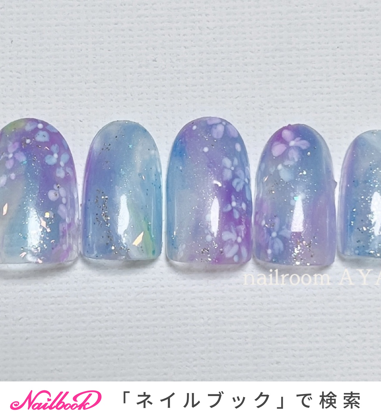 梅雨/ハンド/フラワー/ミディアム/オーバル - aya. [nailroom AYAME]の