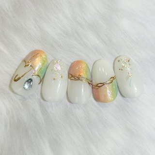 人気順｜オーバル/＃虹色のネイルデザイン｜ネイルブック