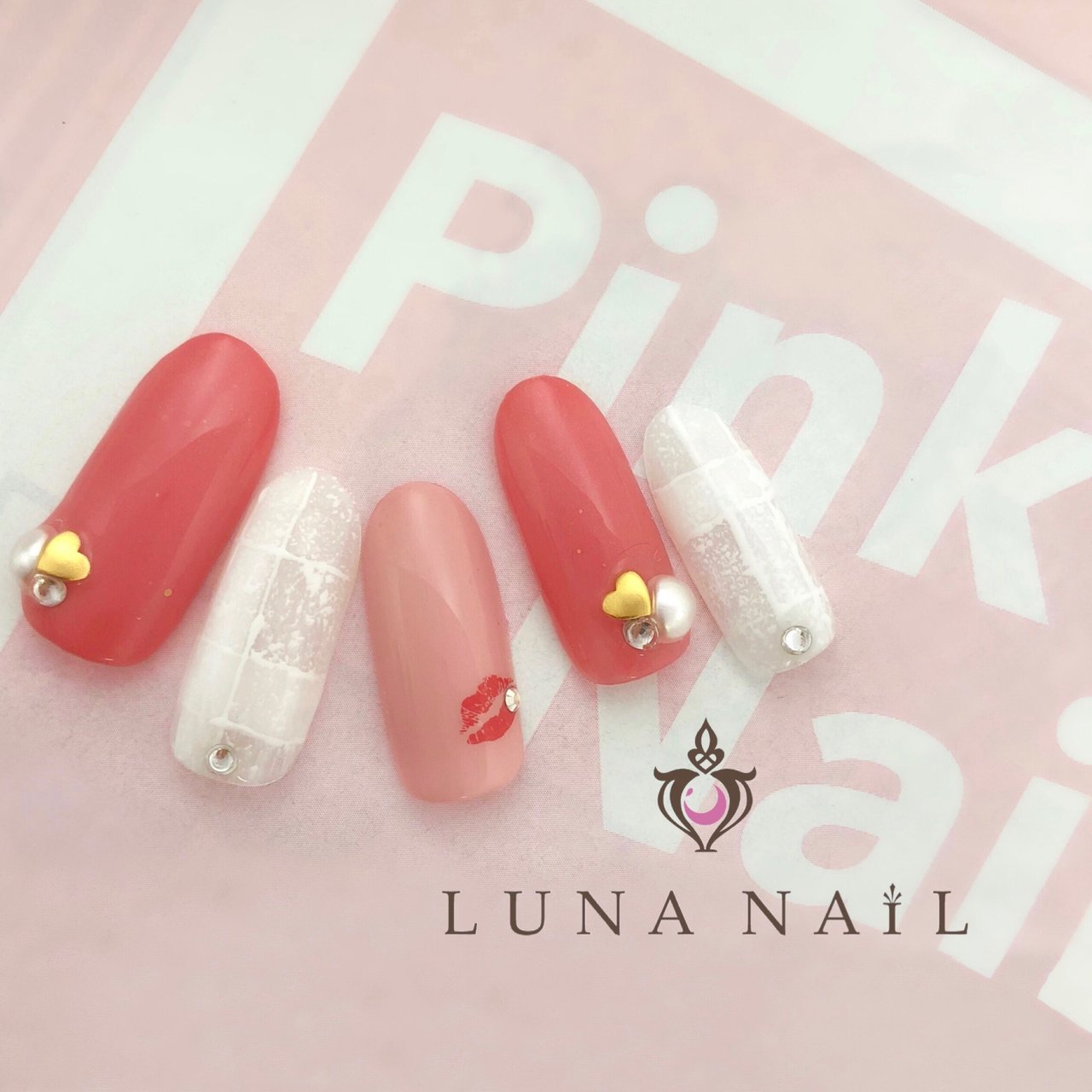 春 冬 バレンタイン ハンド チェック Luna Nail のネイルデザイン No ネイルブック