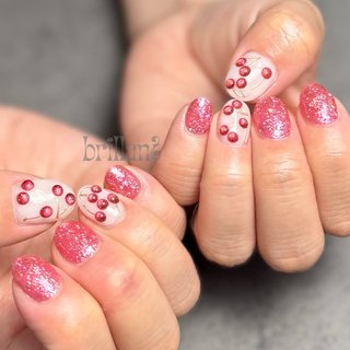 さくらんぼラメ♡ ラメ/#さくらんぼネイルのネイルデザイン｜ネイルブック