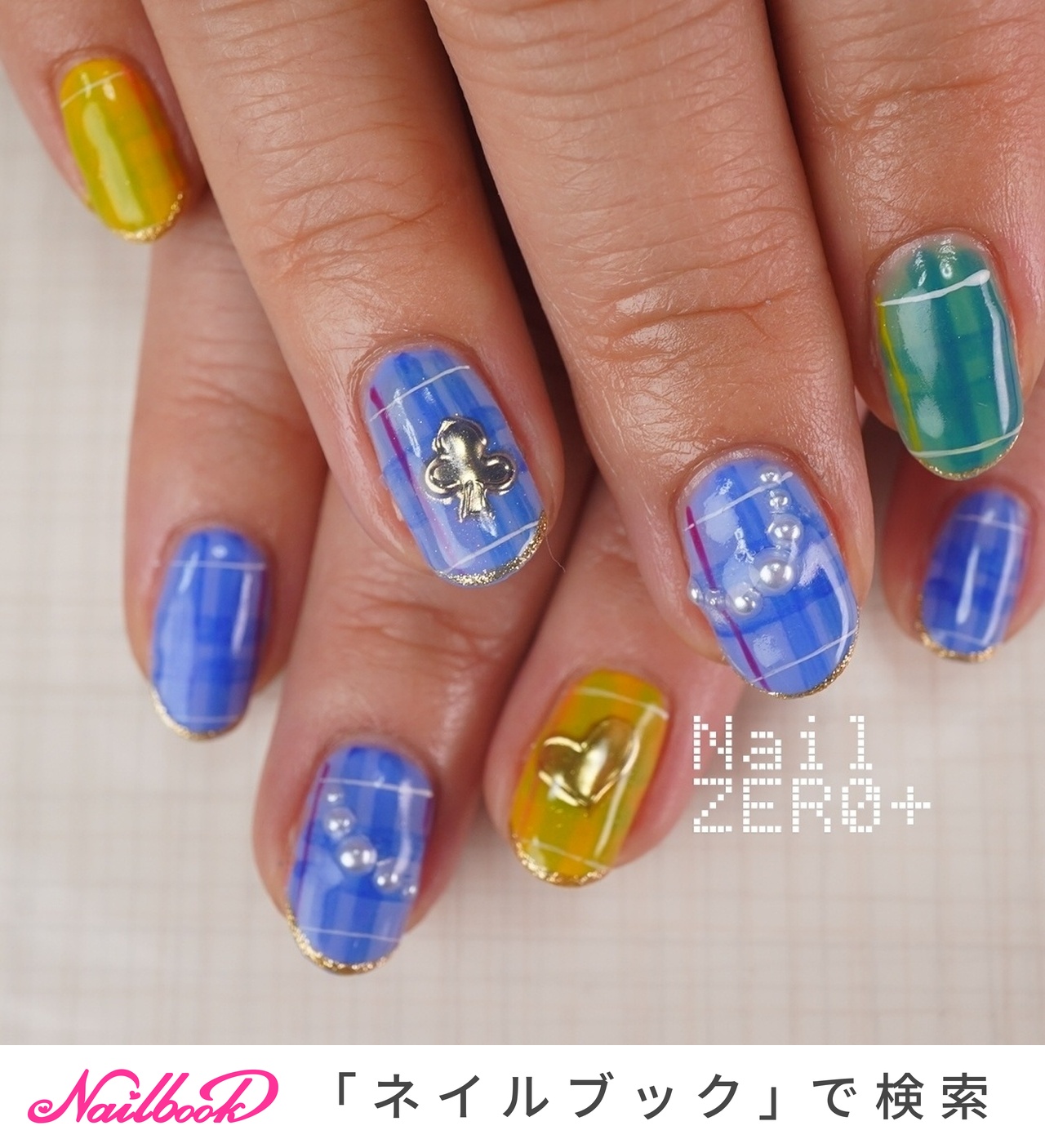 売れ切り終了ネイルセット オールシーズン/推し活/ハンド/チェック/ミディアム - 塩見隼人 [池袋