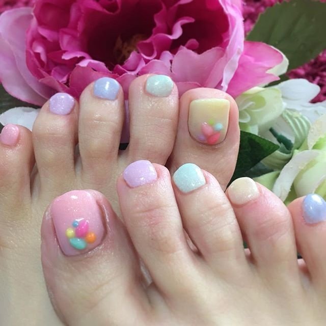 春 フット ワンカラー パステル カラフル Nail Room Souvenirのネイルデザイン No ネイルブック