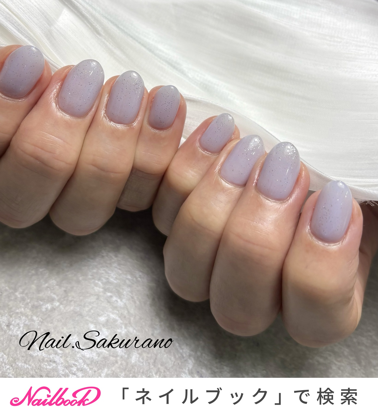 ネイルチップ　オーダー　大人可愛い　くすみパープル　ニュアンス　レース　春ネイル パープル(紫)/#4月ネイルのネイルデザイン｜ネイルブック