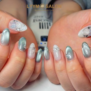 リボン/水色/ワンホンネイルのネイルデザイン｜ネイルブック