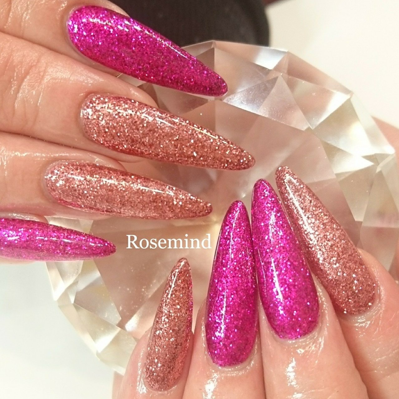 春 ハンド ラメ ロング ピンク Nail Rosemindのネイルデザイン No ネイルブック