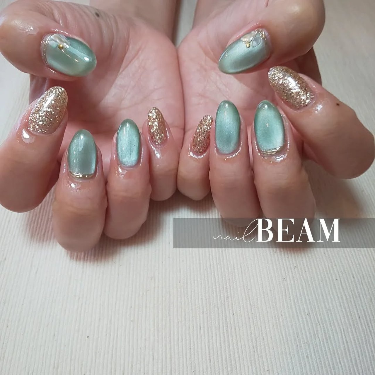 夏/ハンド/シェル/マグネット/ミラー - nailbeamのネイルデザイン[No 