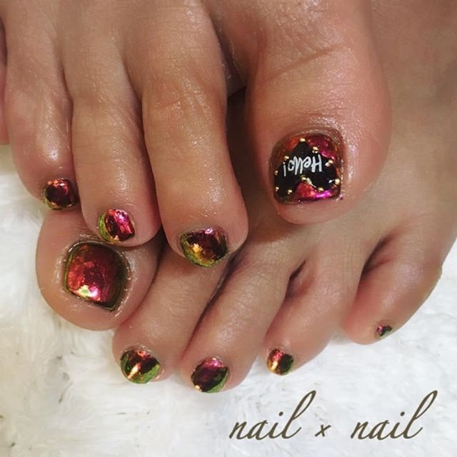 フット ハート オーロラ ロック ジェル Nail Nailのネイルデザイン No ネイルブック