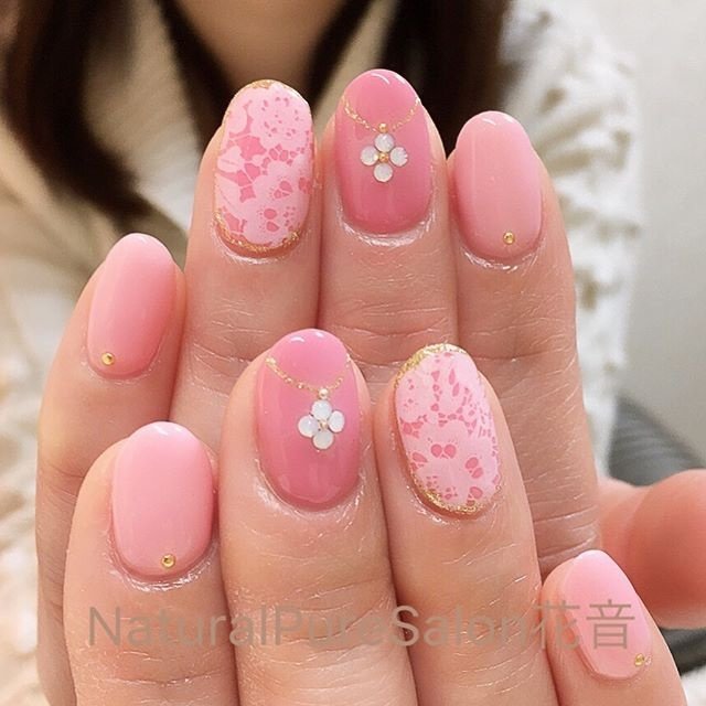 春 バレンタイン ハンド フラワー レース 花音サロンのネイルデザイン No ネイルブック