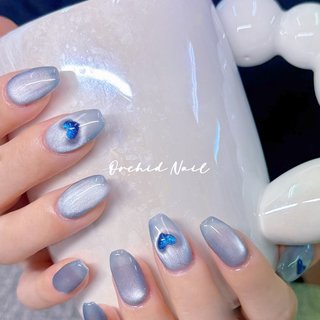ハート/ブルー/マグネットネイルのネイルデザイン｜ネイルブック